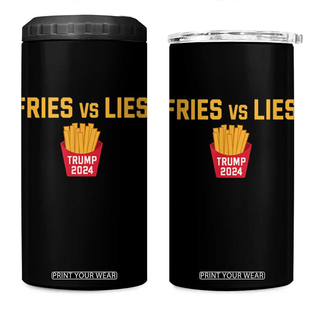 Funny Trump French Fry 2024 4 in 1 Can Cooler Tumbler Fries vs Lies TS02 One Size: 16 oz Black Print Your Wear