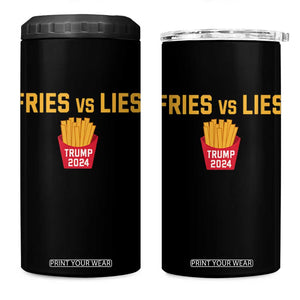 Funny Trump French Fry 2024 4 in 1 Can Cooler Tumbler Fries vs Lies TS02 One Size: 16 oz Black Print Your Wear