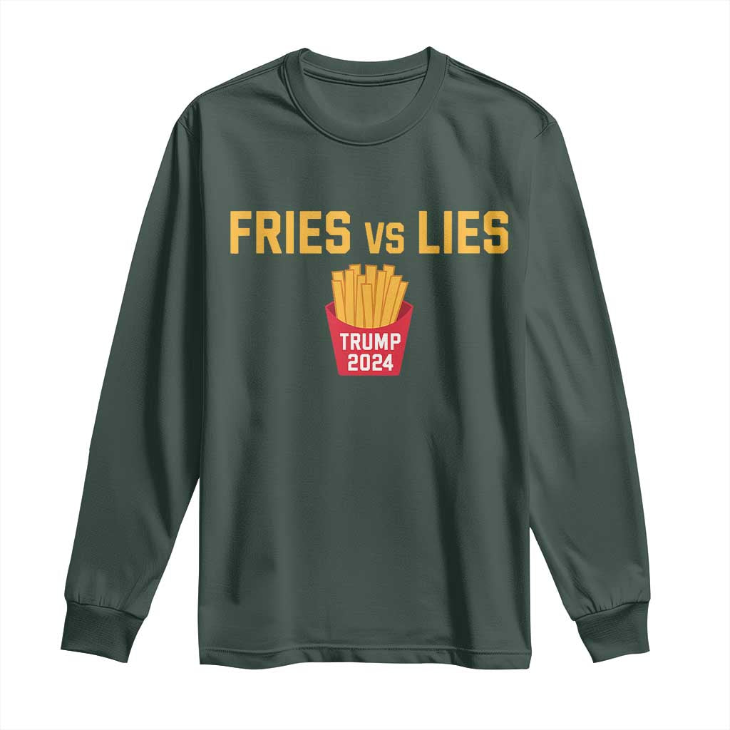 Funny Trump French Fry 2024 Long Sleeve Shirt Fries vs Lies TS02 Dark Forest Green Print Your Wear