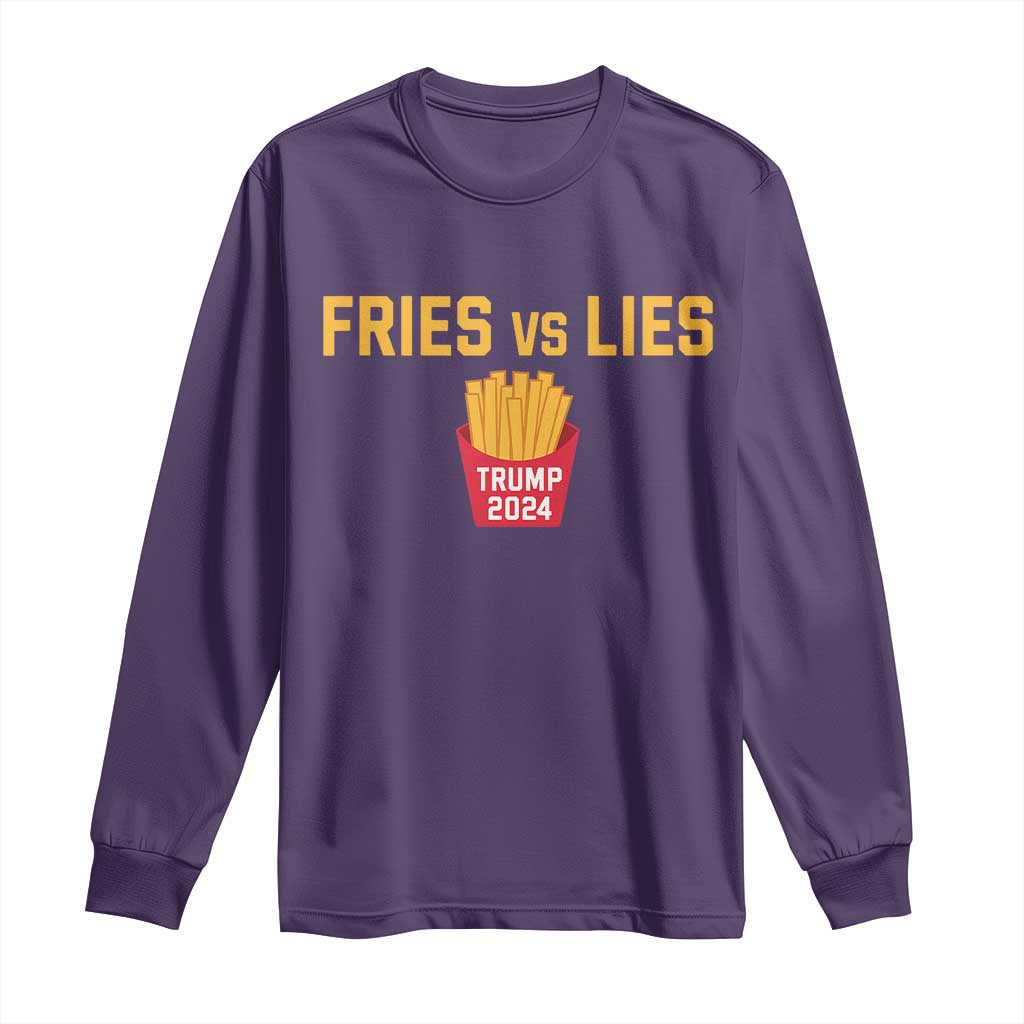 Funny Trump French Fry 2024 Long Sleeve Shirt Fries vs Lies TS02 Purple Print Your Wear