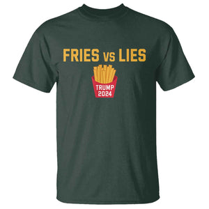 Funny Trump French Fry 2024 T Shirt Fries vs Lies TS02 Dark Forest Green Print Your Wear
