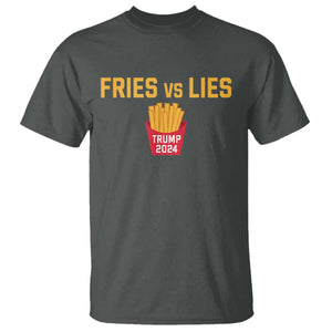 Funny Trump French Fry 2024 T Shirt Fries vs Lies TS02 Dark Heather Print Your Wear