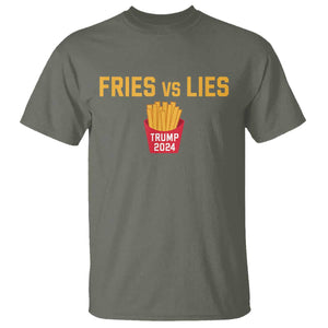 Funny Trump French Fry 2024 T Shirt Fries vs Lies TS02 Military Green Print Your Wear