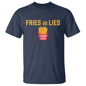 Funny Trump French Fry 2024 T Shirt Fries vs Lies TS02 Navy Print Your Wear