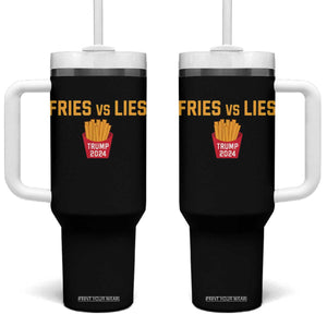 Funny Trump French Fry 2024 Tumbler With Handle Fries vs Lies TS02 One Size: 40 oz Black Print Your Wear