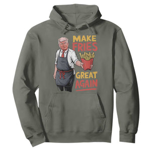 Funny Trump Fry 2024 Hoodie Make Fries Great Again TS02 Military Green Print Your Wear