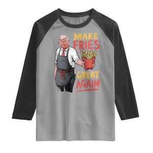 Funny Trump Fry 2024 Raglan Shirt Make Fries Great Again TS02 Sport Gray Black Print Your Wear