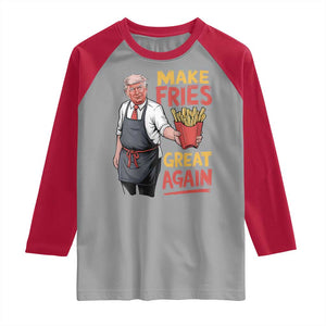 Funny Trump Fry 2024 Raglan Shirt Make Fries Great Again TS02 Sport Gray Red Print Your Wear