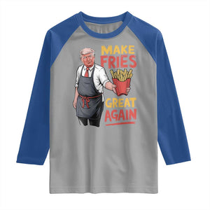 Funny Trump Fry 2024 Raglan Shirt Make Fries Great Again TS02 Sport Gray Royal Print Your Wear