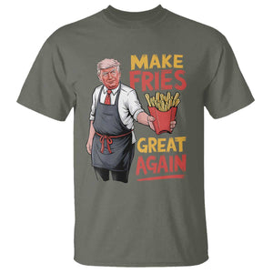 Funny Trump Fry 2024 T Shirt Make Fries Great Again TS02 Military Green Print Your Wear
