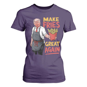 Funny Trump Fry 2024 T Shirt For Women Make Fries Great Again TS02 Purple Print Your Wear