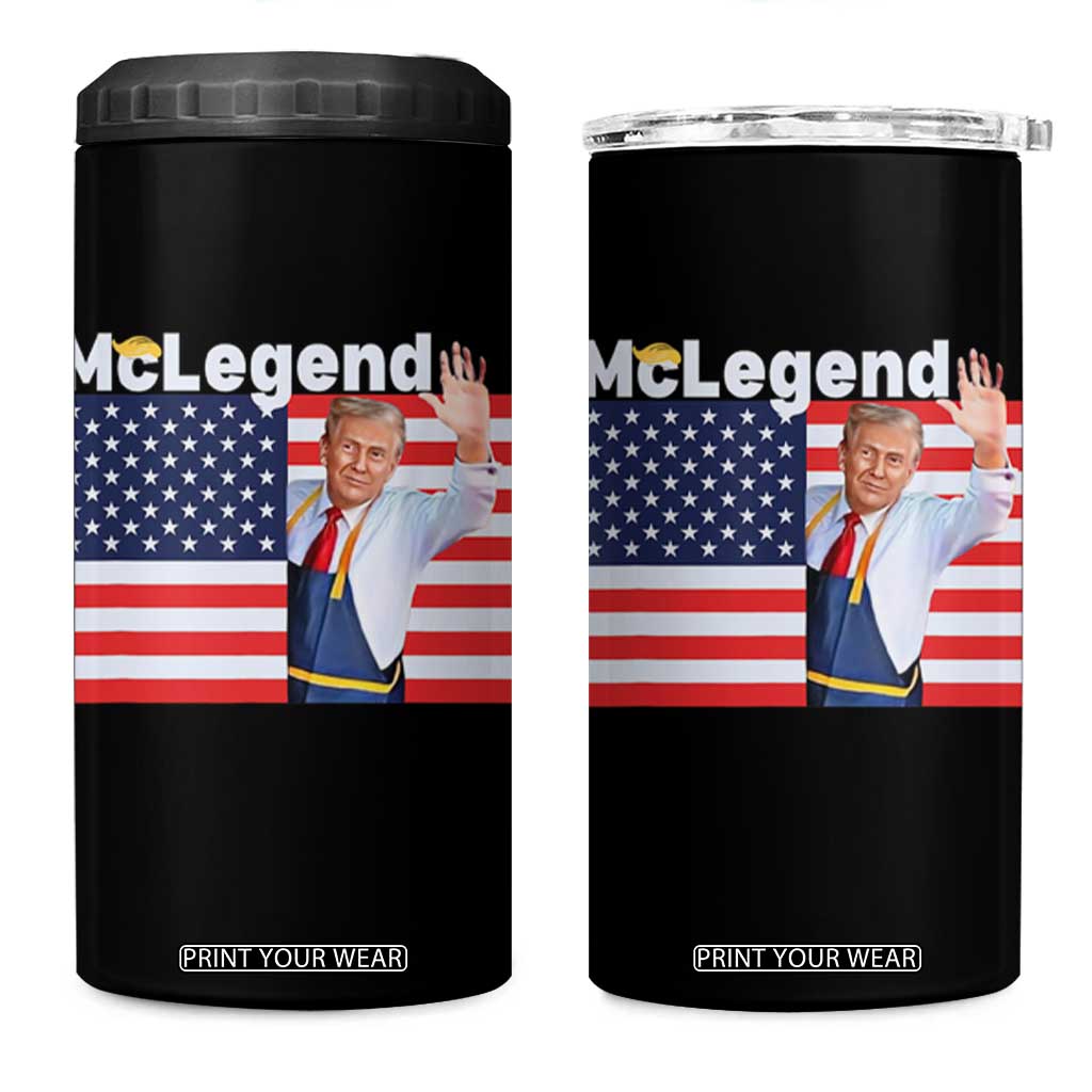 Funny Trump French Fries 2024 4 in 1 Can Cooler Tumbler McLegend Fast Food Worker American Flag TS02 One Size: 16 oz Black Print Your Wear