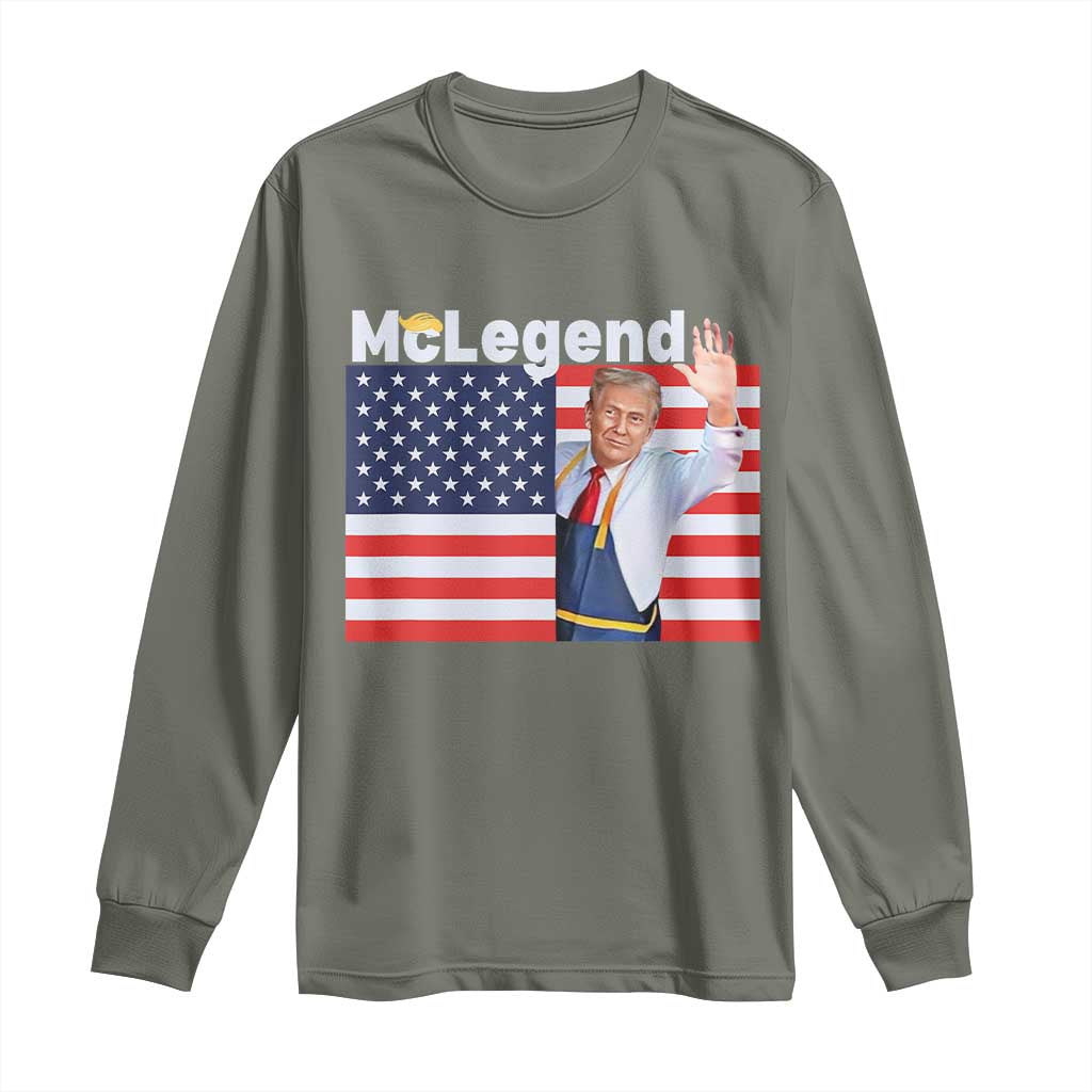 Funny Trump French Fries 2024 Long Sleeve Shirt McLegend Fast Food Worker American Flag TS02 Military Green Print Your Wear