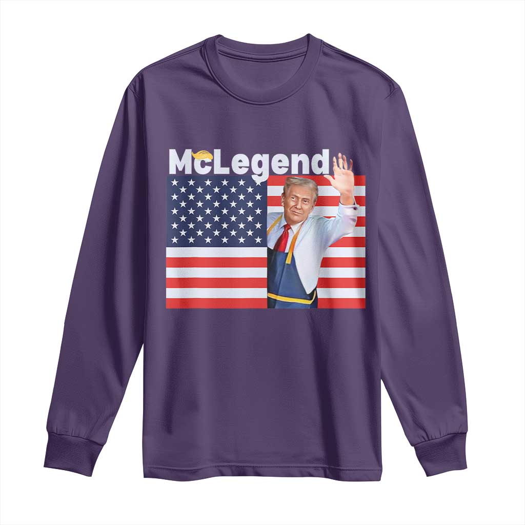 Funny Trump French Fries 2024 Long Sleeve Shirt McLegend Fast Food Worker American Flag TS02 Purple Print Your Wear