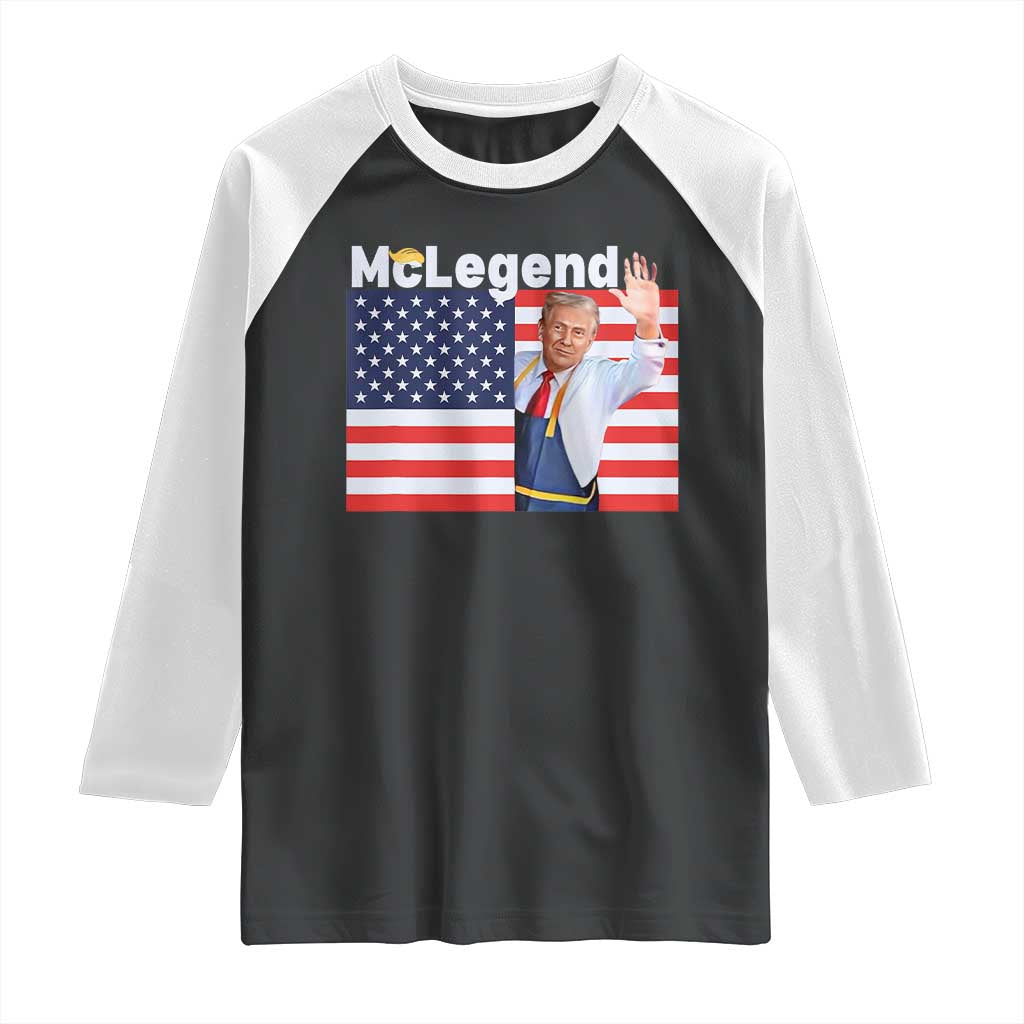 Funny Trump French Fries 2024 Raglan Shirt McLegend Fast Food Worker American Flag TS02 Black White Print Your Wear