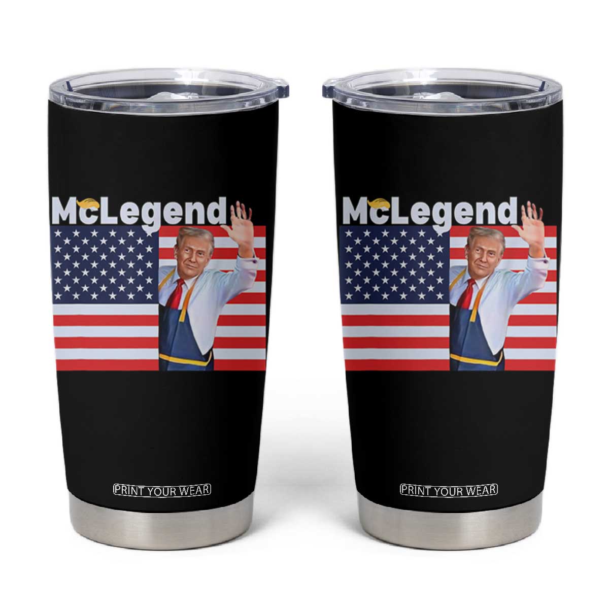 Funny Trump French Fries 2024 Tumbler Cup McLegend Fast Food Worker American Flag TS02 Black Print Your Wear