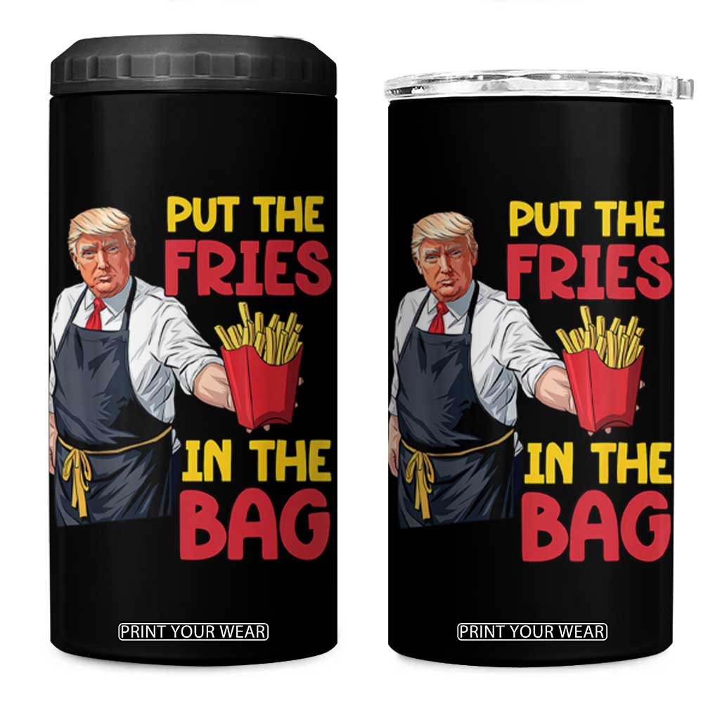 Funny Trump French Fries 2024 4 in 1 Can Cooler Tumbler Put The Fries In The Bag Fast Food Worker TS02 One Size: 16 oz Black Print Your Wear