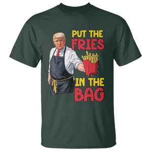 Funny Trump French Fries 2024 T Shirt Put The Fries In The Bag Fast Food Worker TS02 Dark Forest Green Print Your Wear