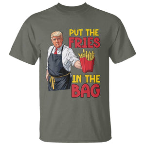 Funny Trump French Fries 2024 T Shirt Put The Fries In The Bag Fast Food Worker TS02 Military Green Print Your Wear