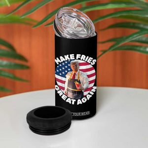 Funny Trump Fry 2024 4 in 1 Can Cooler Tumbler Make Fries Great Again American Flag TS02 Print Your Wear