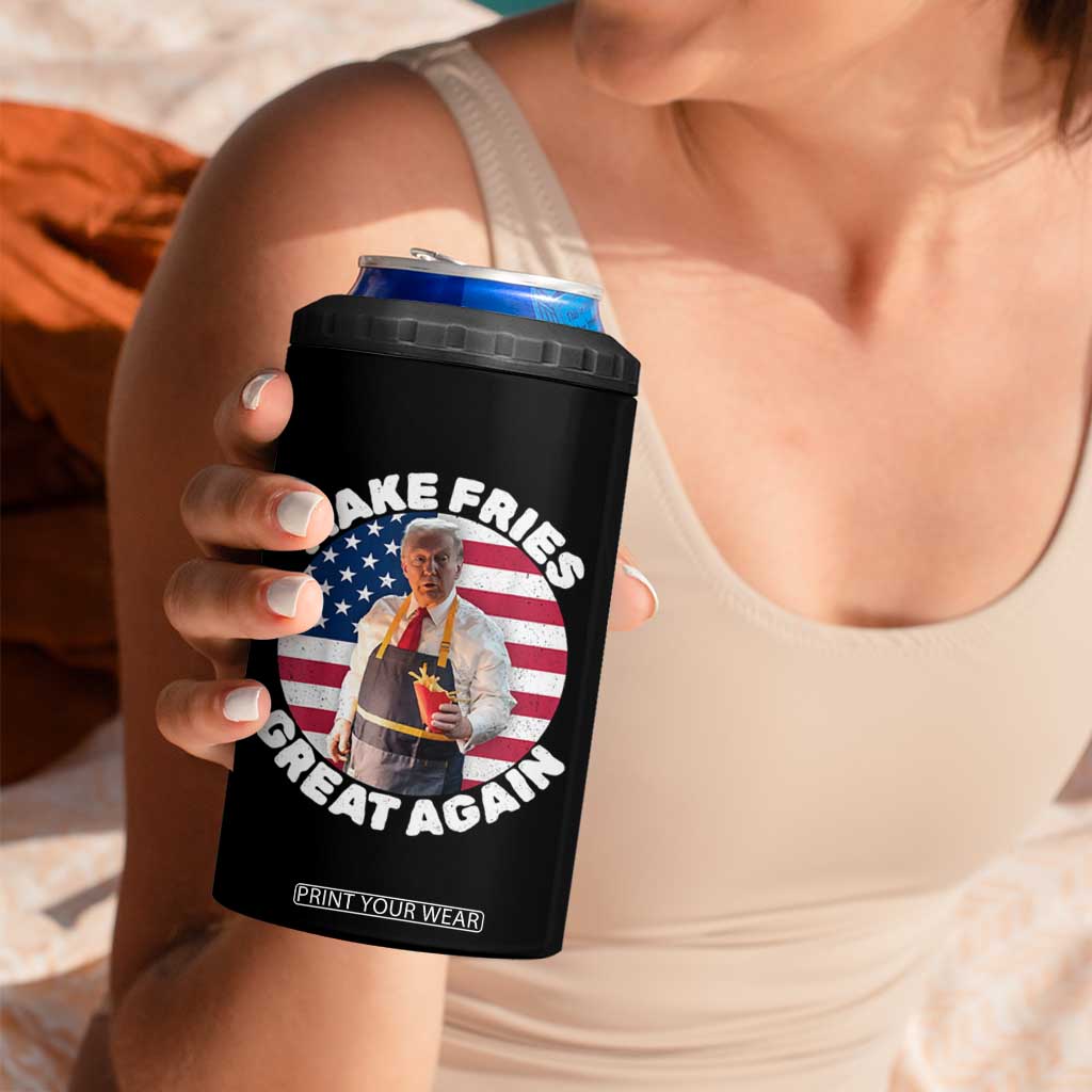 Funny Trump Fry 2024 4 in 1 Can Cooler Tumbler Make Fries Great Again American Flag TS02 Print Your Wear