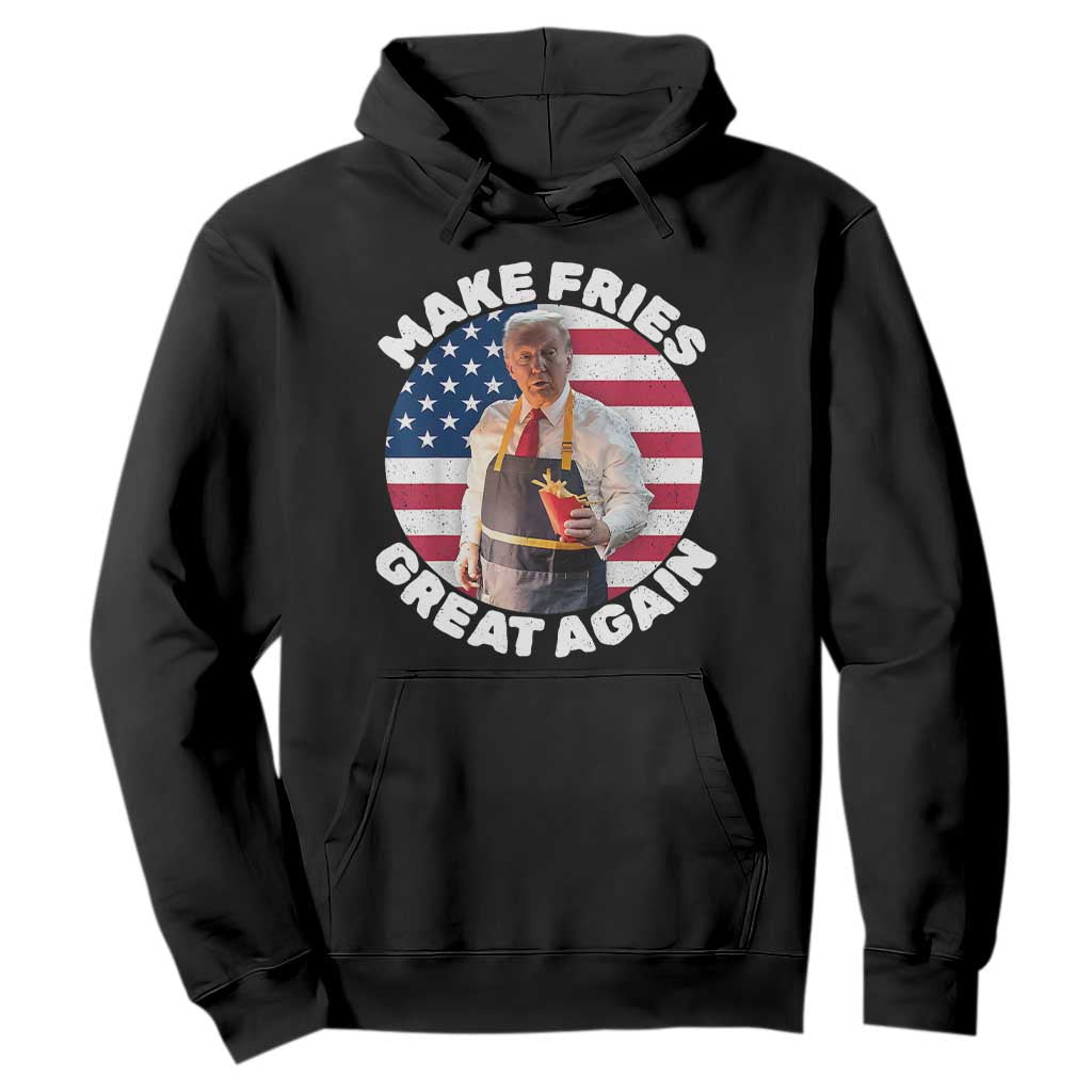 Funny Trump Fry 2024 Hoodie Make Fries Great Again American Flag TS02 Black Print Your Wear