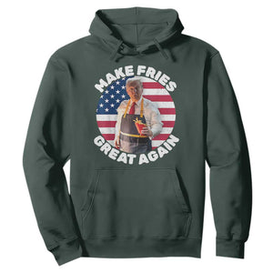 Funny Trump Fry 2024 Hoodie Make Fries Great Again American Flag TS02 Dark Forest Green Print Your Wear
