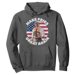 Funny Trump Fry 2024 Hoodie Make Fries Great Again American Flag TS02 Dark Heather Print Your Wear