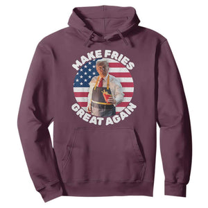 Funny Trump Fry 2024 Hoodie Make Fries Great Again American Flag TS02 Maroon Print Your Wear