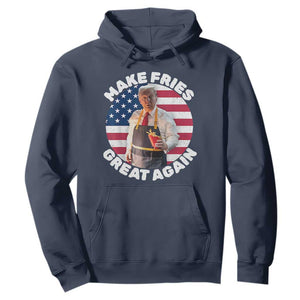 Funny Trump Fry 2024 Hoodie Make Fries Great Again American Flag TS02 Navy Print Your Wear