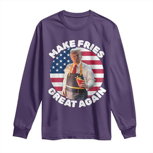 Funny Trump Fry 2024 Long Sleeve Shirt Make Fries Great Again American Flag TS02 Purple Print Your Wear