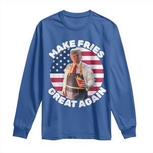 Funny Trump Fry 2024 Long Sleeve Shirt Make Fries Great Again American Flag TS02 Royal Blue Print Your Wear