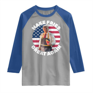 Funny Trump Fry 2024 Raglan Shirt Make Fries Great Again American Flag TS02 Sport Gray Royal Print Your Wear