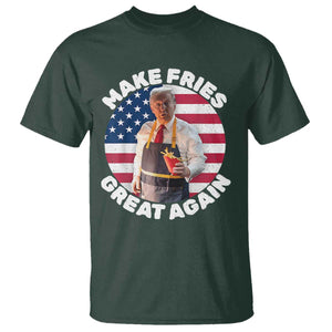 Funny Trump Fry 2024 T Shirt Make Fries Great Again American Flag TS02 Dark Forest Green Print Your Wear