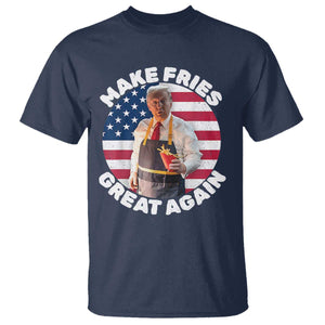 Funny Trump Fry 2024 T Shirt Make Fries Great Again American Flag TS02 Navy Print Your Wear