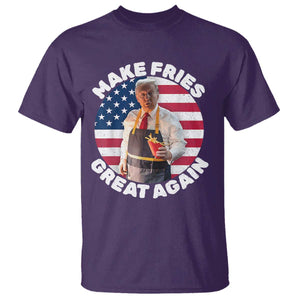 Funny Trump Fry 2024 T Shirt Make Fries Great Again American Flag TS02 Purple Print Your Wear