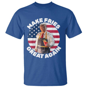 Funny Trump Fry 2024 T Shirt Make Fries Great Again American Flag TS02 Royal Blue Print Your Wear