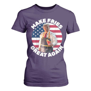 Funny Trump Fry 2024 T Shirt For Women Make Fries Great Again American Flag TS02 Purple Print Your Wear