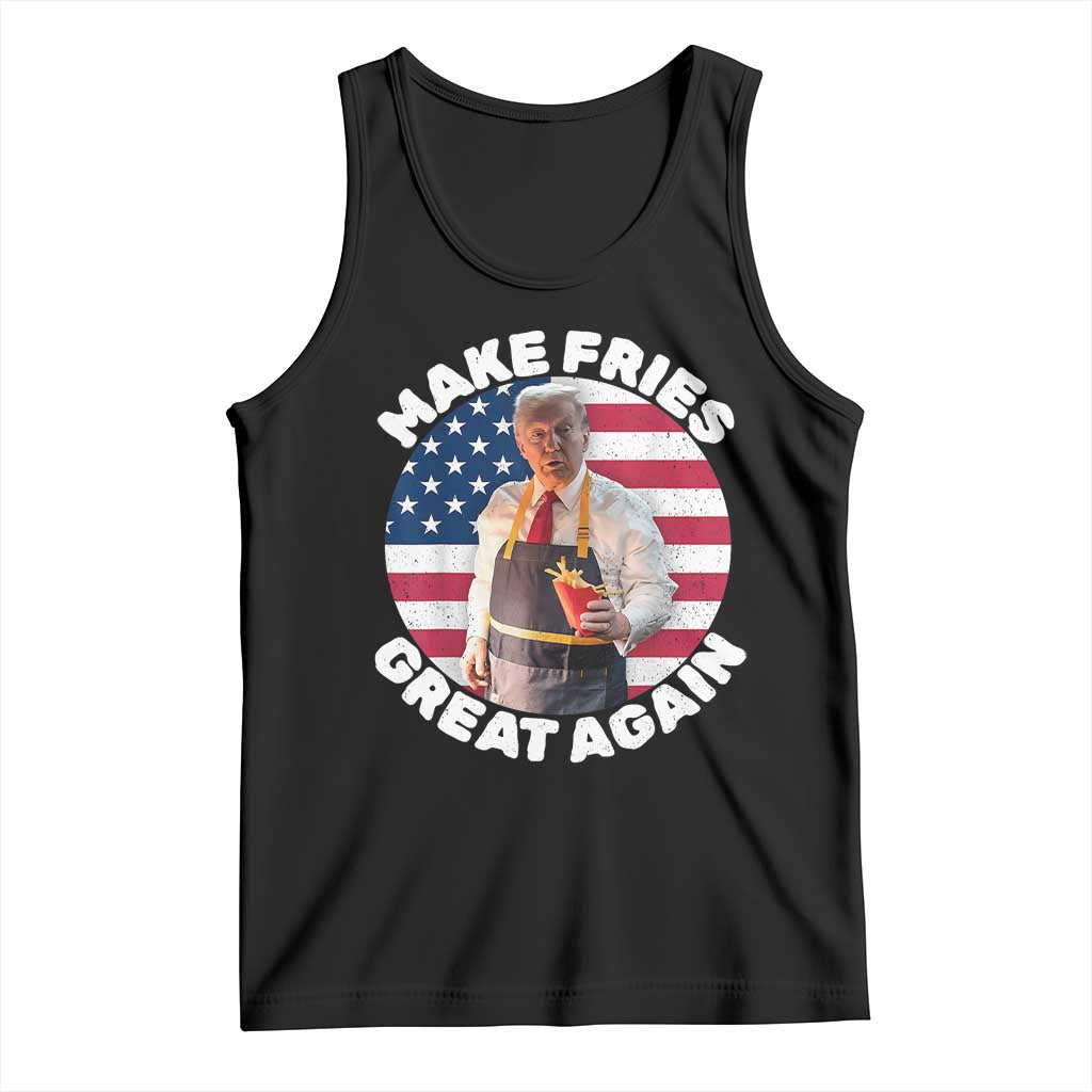 Funny Trump Fry 2024 Tank Top Make Fries Great Again American Flag TS02 Black Print Your Wear