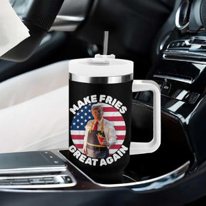 Funny Trump Fry 2024 Tumbler With Handle Make Fries Great Again American Flag TS02 Print Your Wear