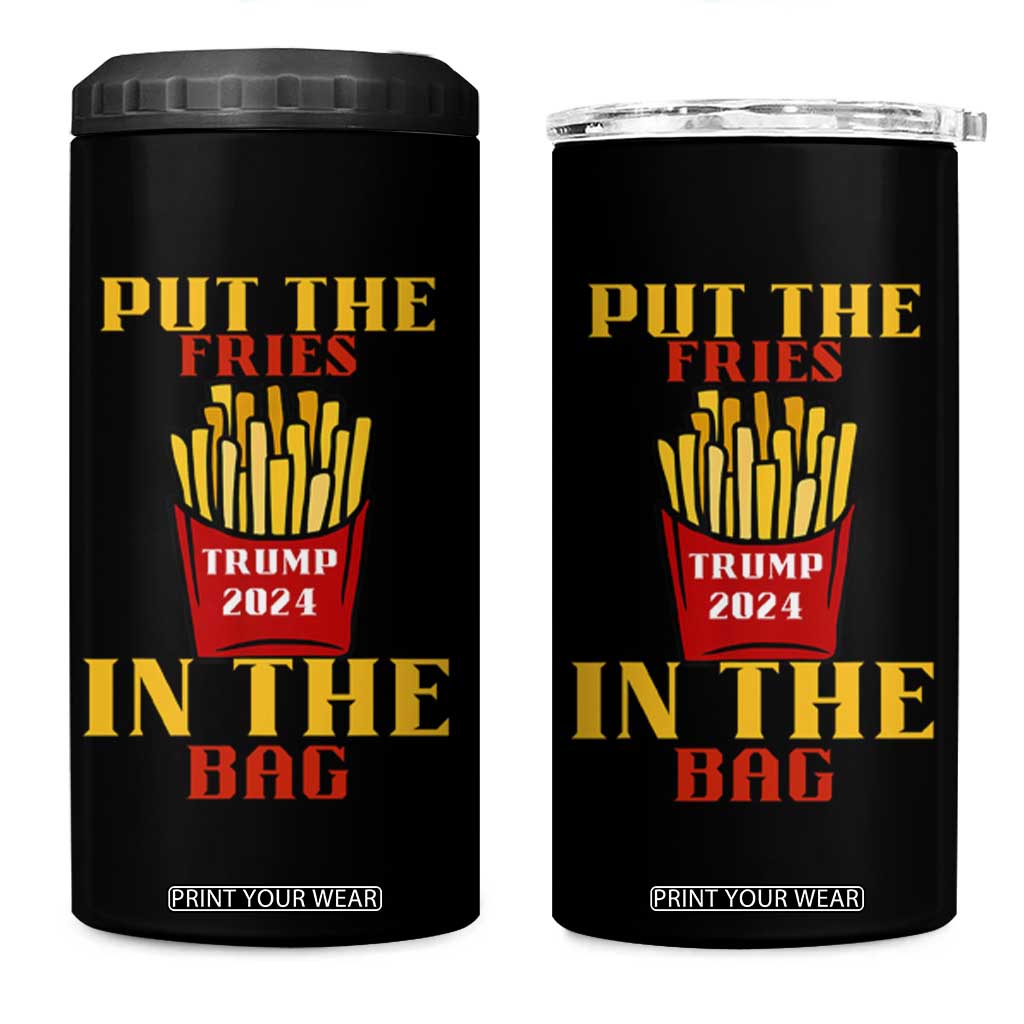 Funny Trump French Fry 2024 4 in 1 Can Cooler Tumbler Put The Fries In The Bag Fast Food TS02 One Size: 16 oz Black Print Your Wear