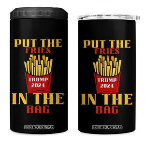 Funny Trump French Fry 2024 4 in 1 Can Cooler Tumbler Put The Fries In The Bag Fast Food TS02 One Size: 16 oz Black Print Your Wear