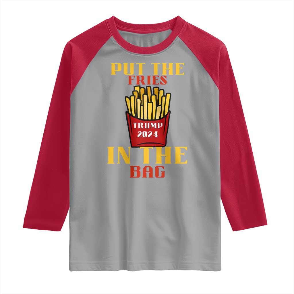 Funny Trump French Fry 2024 Raglan Shirt Put The Fries In The Bag Fast Food TS02 Sport Gray Red Print Your Wear