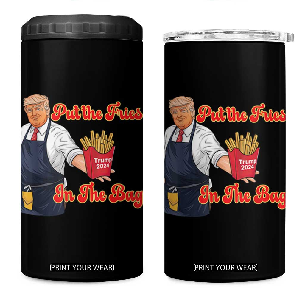 Funny Trump French Fry 4 in 1 Can Cooler Tumbler Fast Food Put The Fries In The Bag TS02 One Size: 16 oz Black Print Your Wear