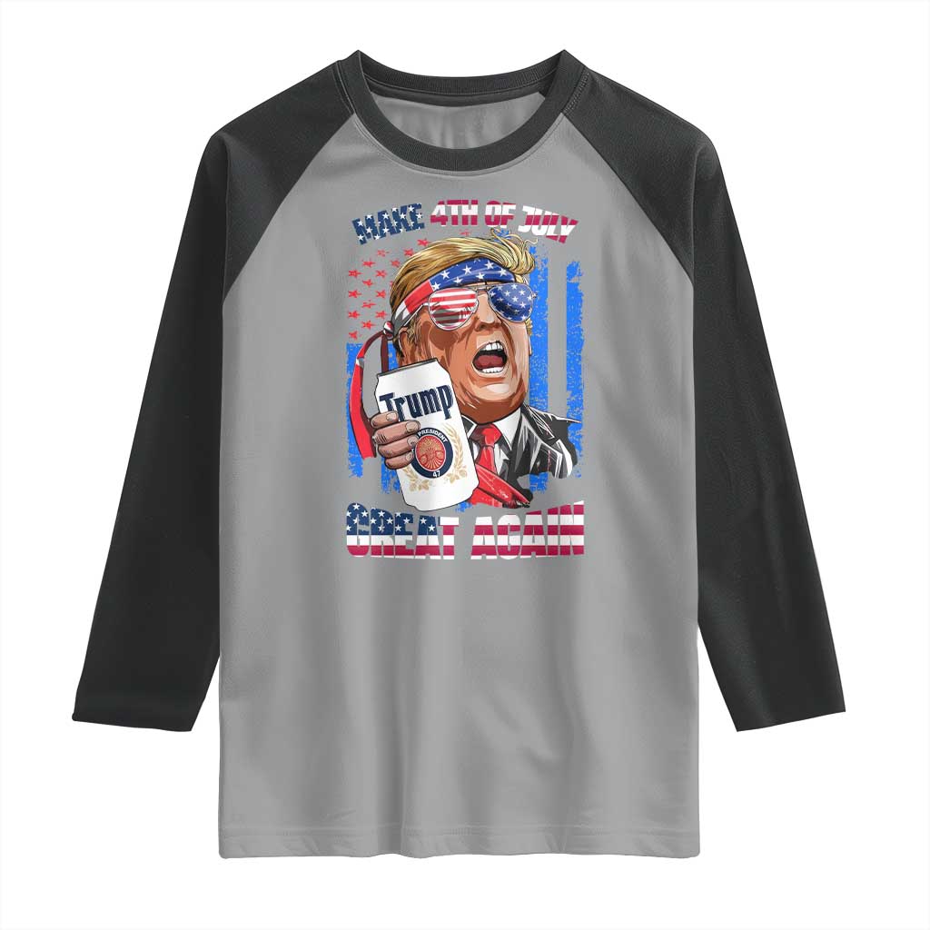 Trump Won 2024 Raglan Shirt Make 4th of July Great Again Beer Drinking USA Party American Flag TS02 Sport Gray Black Print Your Wear