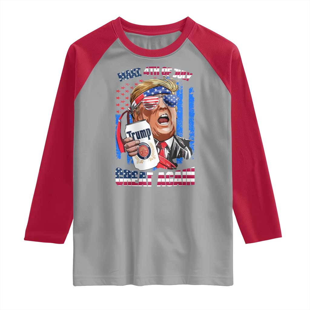 Trump Won 2024 Raglan Shirt Make 4th of July Great Again Beer Drinking USA Party American Flag TS02 Sport Gray Red Print Your Wear