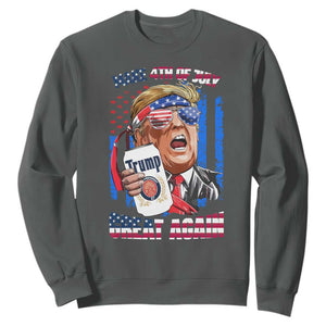Trump Won 2024 Sweatshirt Make 4th of July Great Again Beer Drinking USA Party American Flag TS02 Dark Heather Print Your Wear