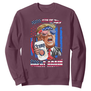 Trump Won 2024 Sweatshirt Make 4th of July Great Again Beer Drinking USA Party American Flag TS02 Maroon Print Your Wear