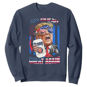 Trump Won 2024 Sweatshirt Make 4th of July Great Again Beer Drinking USA Party American Flag TS02 Navy Print Your Wear