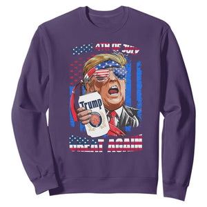 Trump Won 2024 Sweatshirt Make 4th of July Great Again Beer Drinking USA Party American Flag TS02 Purple Print Your Wear